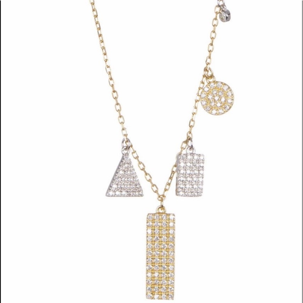 Adornia Gold Plated Sterling Silver Pave Swarovski Crystal Pendant nwt